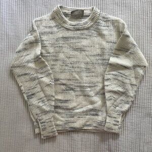 Everlane Alpaca Cocoon Crew Cream and Grey Sweater